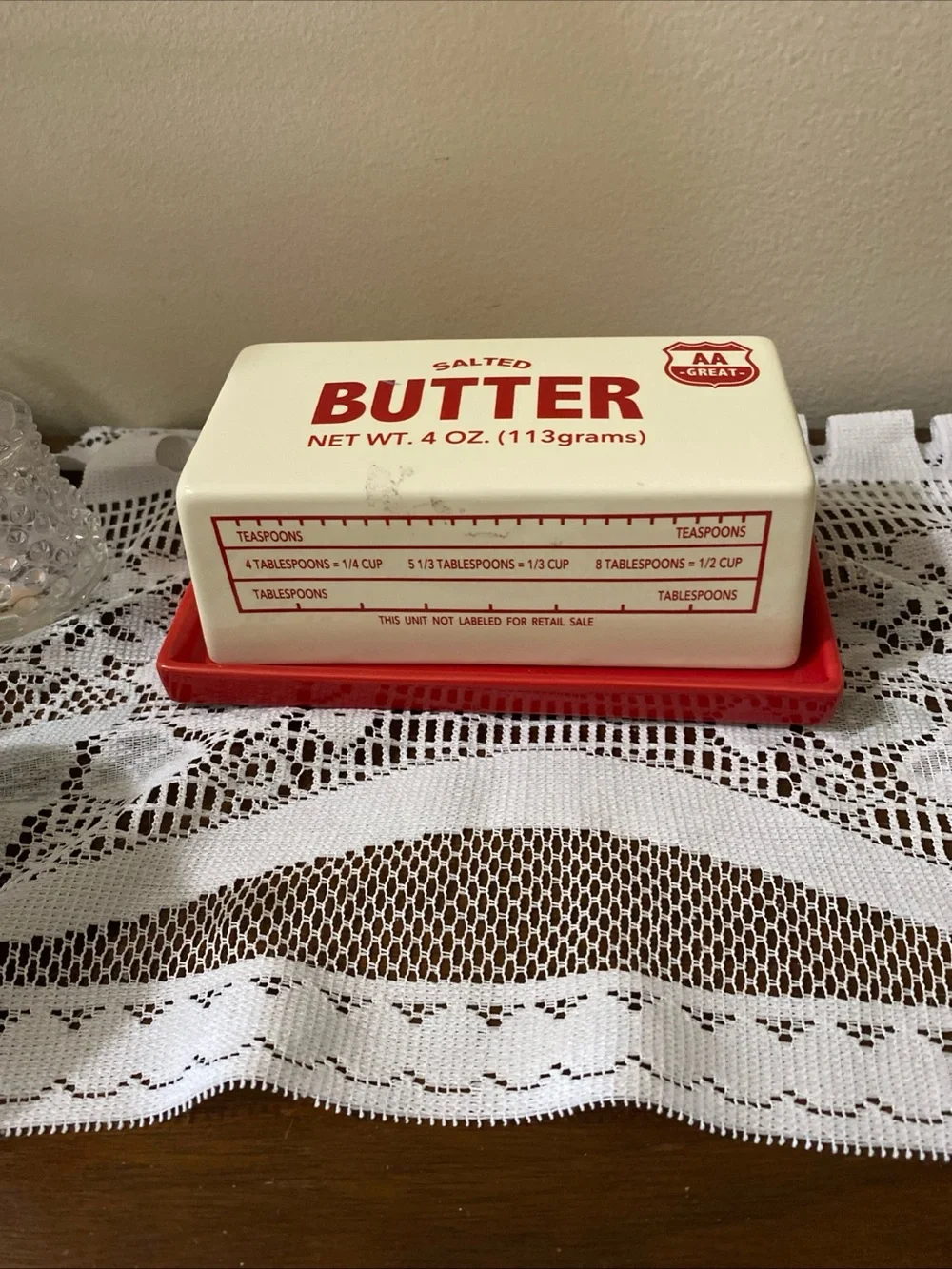 Cost Plus World Market Red & Cream Ceramic Butter Dish - Picture 6 of 7